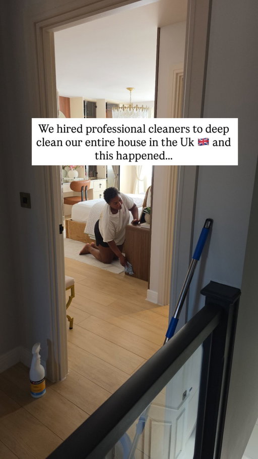 We hired professional cleaners to deep clean our entire house in the Uk 🇬🇧 and this happened…

This is my type of luxury🤎

Sometimes luxury isn’t about having more… it’s about having more time.

We clean our home every week, the children have their chores and everyone plays their part. But once a month, I love outsourcing the deep cleaning and letting the professionals take over the entire house.

And that feeling when they’re done😍
Walking into a spotless home, everything fresh and properly cleaned, knowing I didn’t have to spend my entire day doing it myself…

That’s luxury to me.

As a mum, I’ve learnt that buying back my time is one of the best things I can spend money on.

And if I had to choose two things to outsource forever? Cooking and cleaning😂

What’s one household task you would happily pay someone else to do for you? 👀👇🏾

Cleaning company @goldenhousekeeping 

#LuxuryLifestyle #MumLifeUK #CleanHome #UKMums #CleaningMotivation