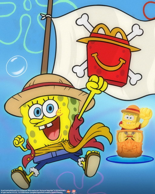 the newest generation of pirates…only in your Happy Meal! SpongeBob x One Piece is here!