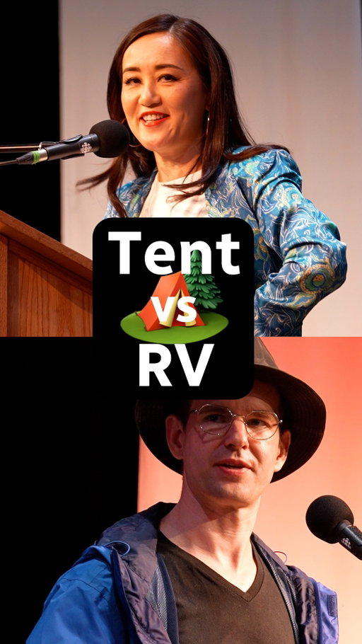 ⛺️🚐 This week, we get into a camping competition in "Tent vs. RV"! Here's @gavinclarksoncomedy and @yumicomedy refusing to fold in the Bare Knuckle Round! Click the link in bio for a brand new episode of The Debaters! 🎧️
