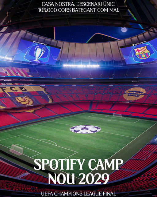 L'𝐒𝐩𝐨𝐭𝐢𝐟𝐲 𝐂𝐚𝐦𝐩 𝐍𝐨𝐮 acollirà la final de la Champions League 2029 🏟️

Spotify Camp Nou to host 2029 Men's Champions League final!
El Spotify Camp Nou acogerá la final de la Champions de 2029.