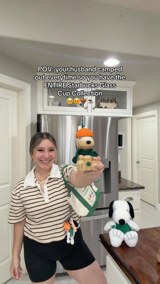 Thanks to my husband I have the ENTIRE collection!!! He camped out all three times and secured the bag! 😭😍 Happy Wife, Happy Life! 🤭🤎☕️

#starbucksglasscup #starbuckssnoopycup #starbucks #starbucksxsnoopy #snoopyglasscup