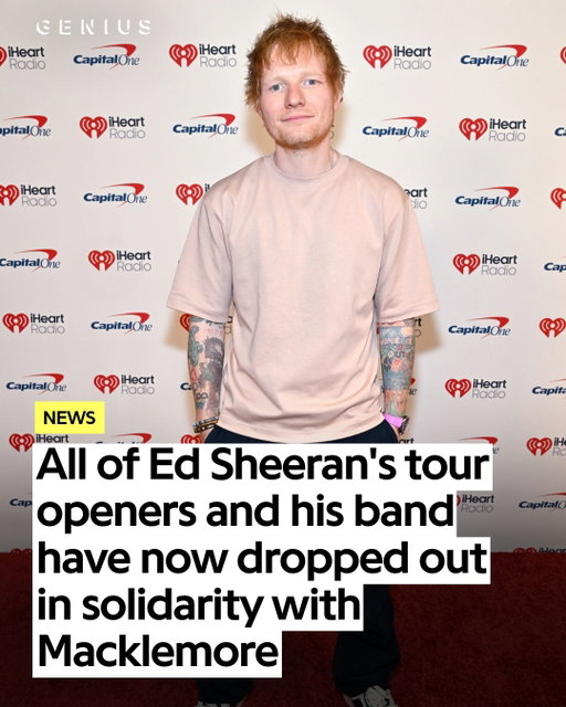 ed sheeran's tour now has a different line-up...

finneas, lukas graham, aaron rowe, and ed sheeran’s backing band beoga have all dropped out of the tour in solidarity with macklemore following his removal over his pro-palestine comments🇵🇸

might just be ed sheeran and his guitar for the rest of the tour 🎸

what are your thoughts on this?
