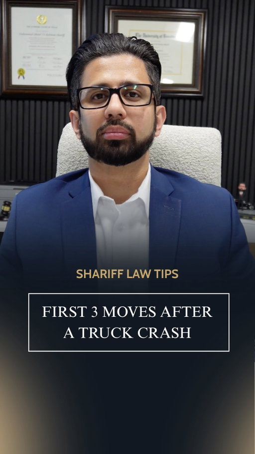 What you do right after a truck accident can affect your claim later.

1. Call 911 and get medical attention Even if you feel okay, get checked out. Truck crashes can cause injuries that aren’t immediately obvious.
2. Get the trucking company’s information Write down the company name and DOT number, not just the driver’s name and insurance information.
3. Photograph the entire scene Take photos of the truck, cargo, license plate, damage, road conditions, and anything else that could help document what happened.
These first steps can be especially important because truck accident claims may involve more evidence and more parties than a typical crash.

Shariff Injury Lawyers represents injured people across Texas and helps fight insurance companies so you can focus on healing.

If you or someone you love was hurt in a truck accident, comment “HELP” and our team will reach out for a free consultation. You don’t pay unless we win.