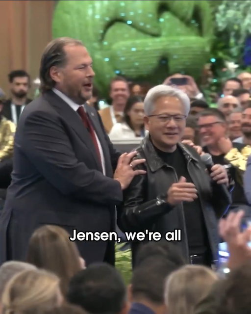 Live: Jensen Huang x Marc Benioff at @Dreamforce. Fresh off the debut of Koa — Salesforce’s first CRM reasoning model for Agentforce, built on @NVIDIA Nemotron.