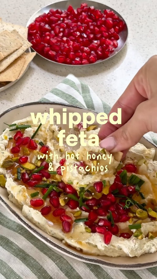 POV: you’ve just found your new go-to dinner party dip. 🍯
Whipped feta + hot honey - creamy, salty, sweet and made for sharing.

You’ll need:
225g feta
¾ cup cottage cheese
1 tsp Italian seasoning
1 tbsp olive oil
⅓ cup hot honey
2 tbsp pistachios
1 tbsp chives
2 tbsp pomegranate

Blend the feta, cottage cheese, seasoning + olive oil until creamy. Spread onto a plate, drizzle with hot honey and top with pistachios, chives + pomegranate.

Serve with crackers or warm pita and try not to eat the entire thing standing at the kitchen bench.

#whippedfeta #whippedfetadip #hothoney #dinnerpartyideas #easyappetizers