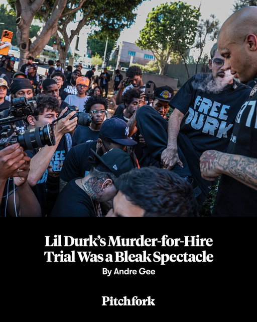 In October 2024, Lil Durk—the Grammy-winning rapper who helped drill music go mainstream—was arrested on charges associated with a murder-for-hire plot. Prosecutors argued that Durk worked with a cohort of five men to orchestrate a hit on Quando Rondo, born Tyquian Bowman, as revenge for the 2020 murder of his friend King Von. For the past three weeks, dozens of protestors, streamers and rap fans have congregated outside the federal courthouse in Los Angeles as the case went to trial. On Friday, a federal jury issued their verdict: not guilty.

The trial was a circus—one with a fitting conclusion for how exploitative and inhumane hip-hop fandom has become. At the link in bio, read @andrejgee's essay about how streamers, content creators, and fans turned a tragedy into a bleak spectacle.

📷 by Getty Images
🎨 by @chrispanicker