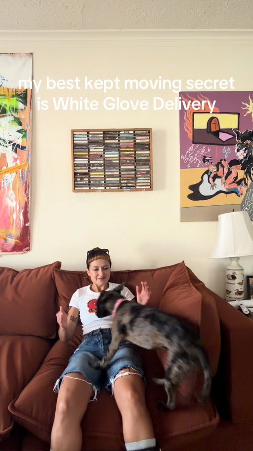 Our best kept moving secret? White glove delivery. 

Add on an extra hand so you don’t have to stress rearranging your entire living room alone.

🔎 Kova 122” Sofa + Storage Ottoman in Rust Performance Velvet