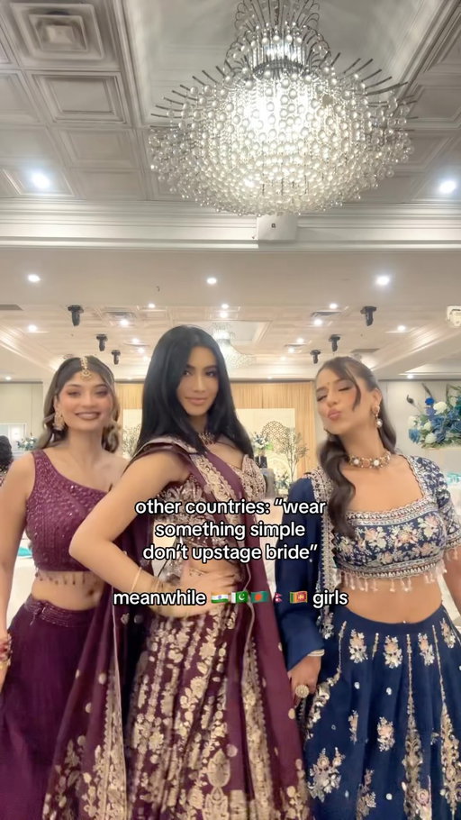 no such thing as upstaging the bride, everyone’s dressed to the 9s #wedding #desi #bride #bridesmaids #browngirl