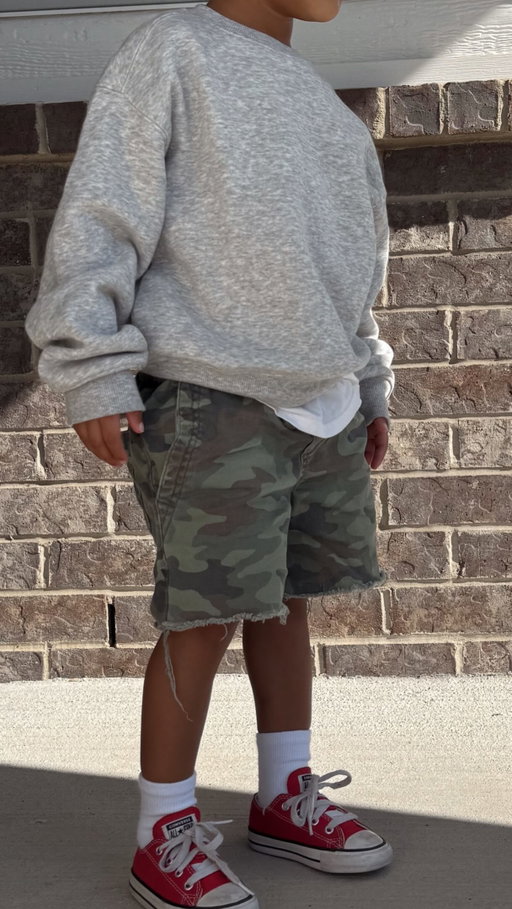 cutie camo shorts for your littles 🤍| #camoshorts #toddlerfashion #diy #diyshorts