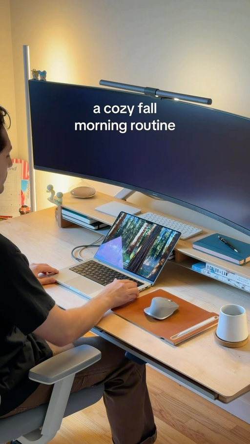over summer just give me a gloomy fall morning, the crisp air and that first cup of coffee #desksetup #desk #wfh #cozy 
#home cozyathome morning routine journaling lofi