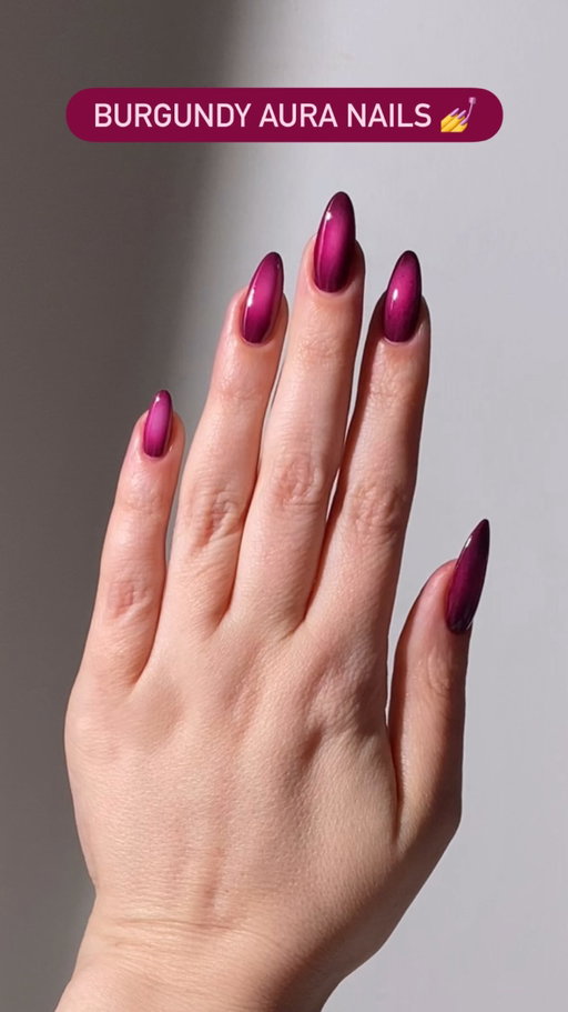 Burgundy aura nails 🔮 The perfect long-lasting fall mani using all Infinite Shine shades. 

Shades: 
Mrs. O’Leary’s BBQ 
Koala Bear-y 
Still Going Strong