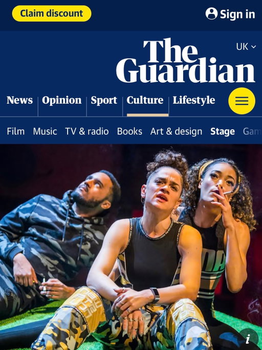 A lots going on so the main feed might look mad for a sec, but yeah. 

Spoke to the @guardian this week about Grime + Theatre and how they’re not so dissimilar.  Been steady figuring out how I can bring what I’ve learnt from the two worlds together, ain’t got the all the answers yet but getting there slowly. 

Also touched on composing for For Coloured Girls at @theyardtheatre and writing for @blaze_fm / @_thebighouse_.

Both shows up and running now, both, selling out very quickly.  Don’t be late. 

Back again tomorrow,

Safe 🫡