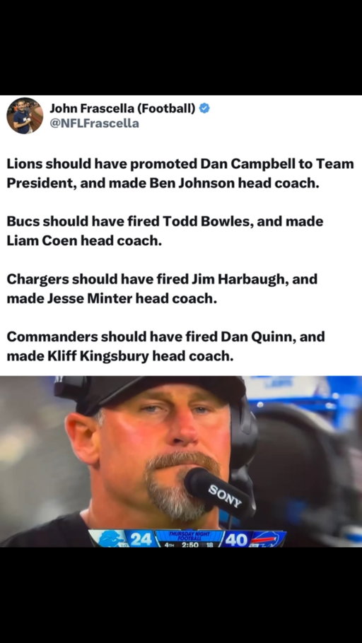 The Bills promoting Joe Brady to HC seems to be working well ✍️

Why don’t more teams promote their play-callers? 

Ben Johnson left Detroit after the 2024 season and became Bears head coach after Chicago fired Matt Eberflus. Liam Coen left Tampa Bay after one season as offensive coordinator and became Jaguars head coach after Jacksonville fired Doug Pederson. Jesse Minter spent two seasons as Jim Harbaugh’s defensive coordinator with the Chargers before Baltimore hired him as its head coach in January 2026 following John Harbaugh’s departure. 

The original teams took different paths. Dan Campbell remains Detroit’s head coach, Todd Bowles remains Tampa Bay’s head coach, and Jim Harbaugh remains with the Chargers. Washington also kept Dan Quinn, while Kliff Kingsbury and the Commanders mutually parted ways after the 2025 season; Washington promoted David Blough to offensive coordinator for 2026.

(@nfl)