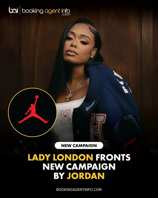 Lady London (@ladylondon) fronts an inspiring new campaign for Jordan (@jumpman23), celebrating the launch of the Howard University x Jordan Brand Fall 2026 Collection.

The campaign showcases bespoke items from the new line, with the ad spot featuring London back on her alma mater's campus styling a crisp Howard University x Jordan Brand tank top and classic white sweatpants with bold red striping. The spot also features student-athletes wearing pieces from the drop, London delivers a powerful spoken-word message honoring the unique rhythm of the university, from the footsteps crossing the yard to the lifelong bonds forged across campus.

Jordan Brand continues its long-standing tradition of empowering hip-hop and culture-defining icons, placing London alongside a elite roster of past creative collaborators that includes DJ Khaled, J Balvin, and Teyana Taylor.

The partnership lands during a major 2026 stretch for the Howard alumna. Coming off her feature in the single "Put Up" by Vedo, London continues to solidify her rise as one of rap’s premier lyricists while gearing up for her anticipated debut studio album.

Create a free account at BookingAgentInfo.com to be the first to know about new music brand partnerships.

Follow @bookingagentinfo_ for more.