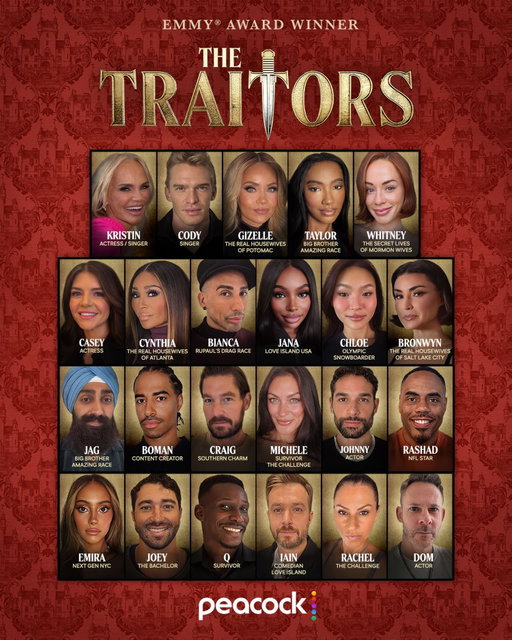 Welcome to the Highlands, players ⚔️

A new season of #TheTraitorsUS is coming soon to Peacock & catch The Traitors: New Blood Thursdays on NBC and next day on Peacock.

New Players:
@bronwynnewport 
@thebiancadelrio 
@bomanizer 
@caseyrosewilson 
@cynthiabailey 
@caconover 
@chloekim 
@codysimpson 
@dom_monaghan_ 
@gizellebryant 
@xoxoemira
@iaindoesjokes
@thejagbains
@janacraig_
@johnnysibilly
@joeygraziadei
@kchenoweth
@mich_fitz
@quintaviusburdette
@rachel_fitness
@rashadjennings
@taylorhale 
@whitleavitt