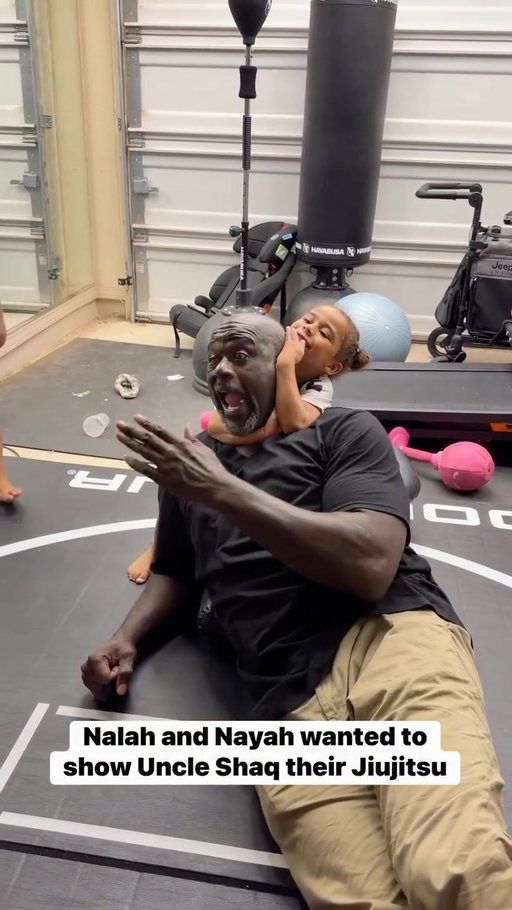 Nalah and Nash wanted to show off their jiu Jitsu to uncle Shaq 🤣