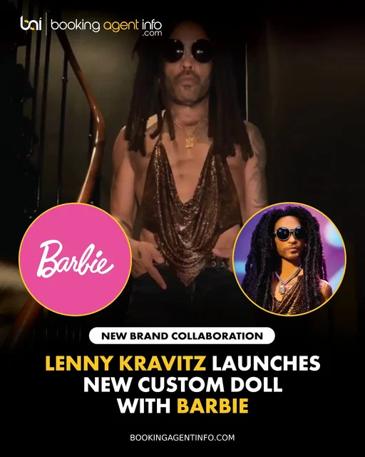 Lenny Kravitz (@lennykravitz) has officially joined the Barbie (@barbie) universe, debuting his very own signature Kenbassador doll.

Made to celebrate the 65th anniversary of Ken, the release makes Kravitz only the second-ever Kenbassador in history, following basketball legend LeBron James.

The accompanying ad spot opens with a sequence of rocker apparel pieces tossed into the frame before a miniature Lenny Kravitz doll appears clad in the exact outfit with its hands on its waist. The camera then smoothly zooms out to reveal the real-life Kravitz standing directly over the doll, mirroring the exact same posture, pose, and iconic wardrobe.

The nostalgic toy launch deepens Kravitz's prestigious brand footprint, adding to his previous high-energy ad campaign with Pepsi, his ongoing eyewear line collaboration with Ray-Ban, and his global ambassadorship fronting YSL Beauty's flagship fragrances.

Barbie continues to enlist culture-defining trailblazers to amplify its core message of self-expression and style, placing Kravitz alongside a stellar lineup of past celebrity doll honorees including LeBron James, Miley Cyrus, and Mariah Carey.

Create a free account at BookingAgentInfo.com to be the first to know about new music brand partnerships.

Follow @bookingagentinfo_ for more.