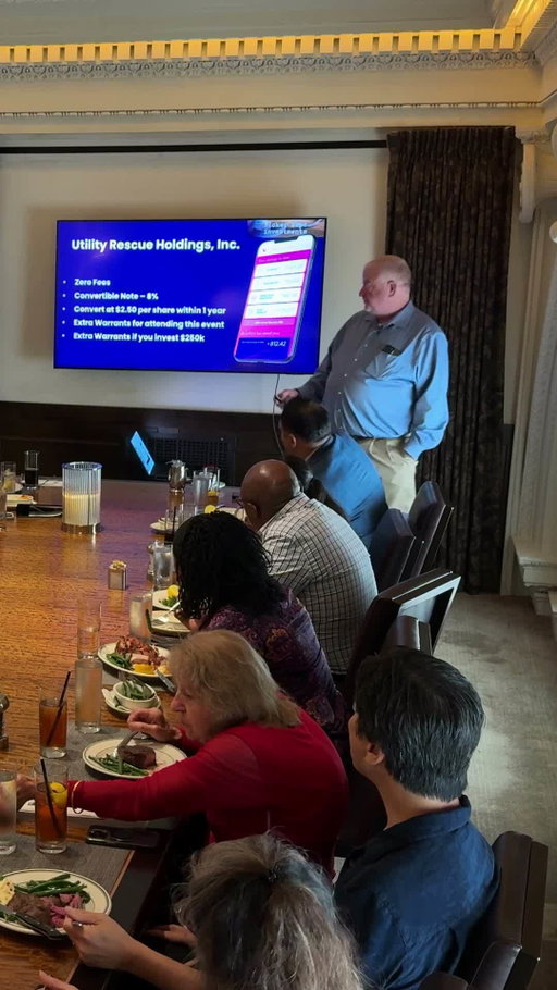 Discussion of Convertible Note investmnet deals in general.  Specifically related to the Utility Rescue - BillBots pre-IPO opportunity.  Excerpt from the investor luncheon in Washington DC.