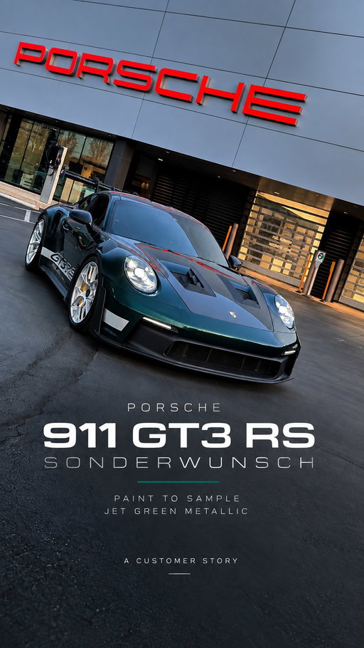 A rare opportunity to capture something truly one of one.

This 911 GT3 RS Sonderwunsch, finished in Paint to Sample Jet Green Metallic, was created specifically for its owner. We had the privilege of spending a little time with the car at Tom Wood Porsche and documenting some of the details that make it uniquely theirs.

Thank you to the owner for allowing us to share a glimpse of this very special 911 GT3 RS.

Customer vehicle. Not available for sale.

#Porsche #Porsche911 #GT3RS #Sonderwunsch #PaintToSample TomWoodPorsche