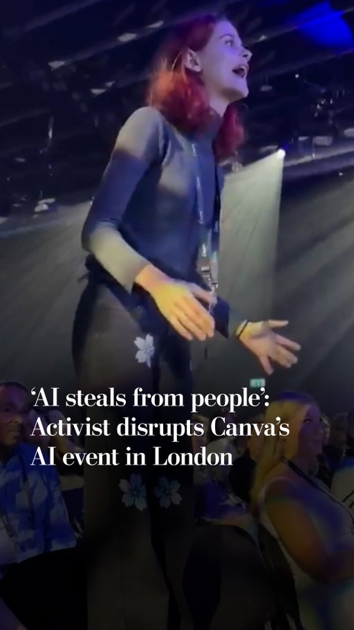An activist disrupted a Canva AI event in London, calling for a moratorium on data centers and greater public involvement in how artificial intelligence is implemented.

The protest was organized by “Pull the Plug,” a group that says it wants ordinary people to have more say in how AI is introduced.