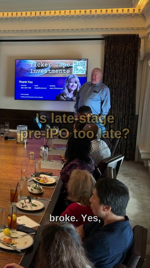 Is "Late Stage" too late?  We get this question from investors from time to time.  Watch to see the answer.  #preipos #tickertape