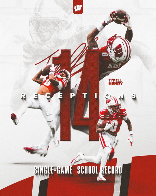Rell’s a record-breaker 👏

@tyrellhenry set a new school record with 14 receptions in today’s game!