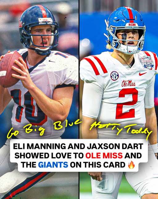 Hotty Toddy 🤝 Big Blue

Eli Manning & Jaxson Dart showed love to their alma mater on their dual autograph card in Bowman Football!