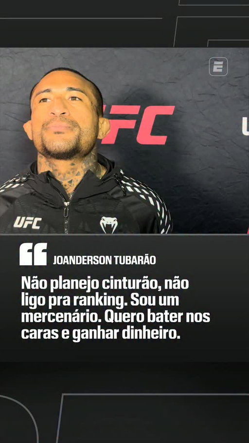 EITAAAA 😳😳 Joanderson Tubarão foi pra lá de sincero após vencer Giga Chikadze no UFC 331

Em noite de ação em Los Angeles neste sábado (19), o card preliminar do UFC 331 começou com destaque para os lutadores brasileiros, entregando desfechos definidos ainda no primeiro assalto. Na luta de abertura do evento, Joanderson ‘Tubarão’ Brito superou momentos de pressão inicial para alcançar uma vitória expressiva por nocaute sobre Giga Chikadze.

#ESPNKnockout #UFC331