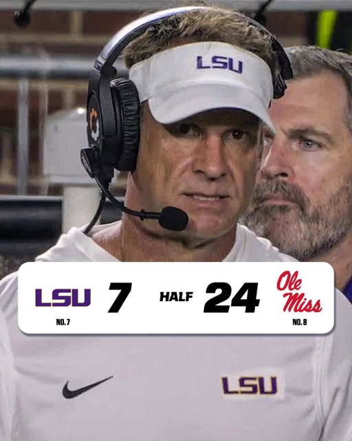 LSU trails Ole Miss 24-7 at the half in Lane Kiffin's return to Oxford 😳