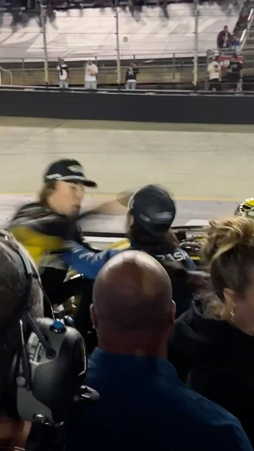 A wild scene on pit road.