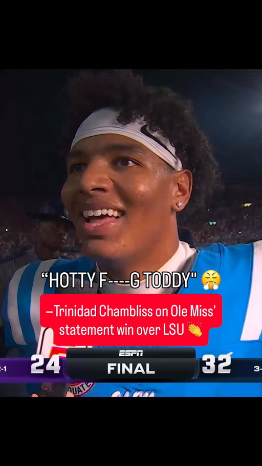 Trinidad Chambliss was excited after Ole Miss’ win over LSU 😂 #cfb #olemiss #lsu #collegefootball