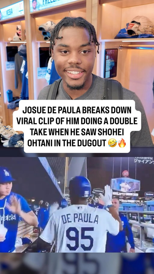 Josue De Paula breaks down his viral moment with Shohei Ohtani on Friday where he did a double take when he saw him in the Dodgers dugout 😂

“I actually seen him earlier that day but I wasn’t expecting him to be at the game. He caught me by surprise, I was giving everybody a handshake, I gave him a handshake, but then I double take like he’s here.”

“I can’t wait until he’s back. To see what he does in the box, you don’t see that every day so I can’t wait.”

Question by Noel Sanchez, @noisebynoel 🎤

#losangeles #dodgers #dodgerstadium #shoheiohtani #trending