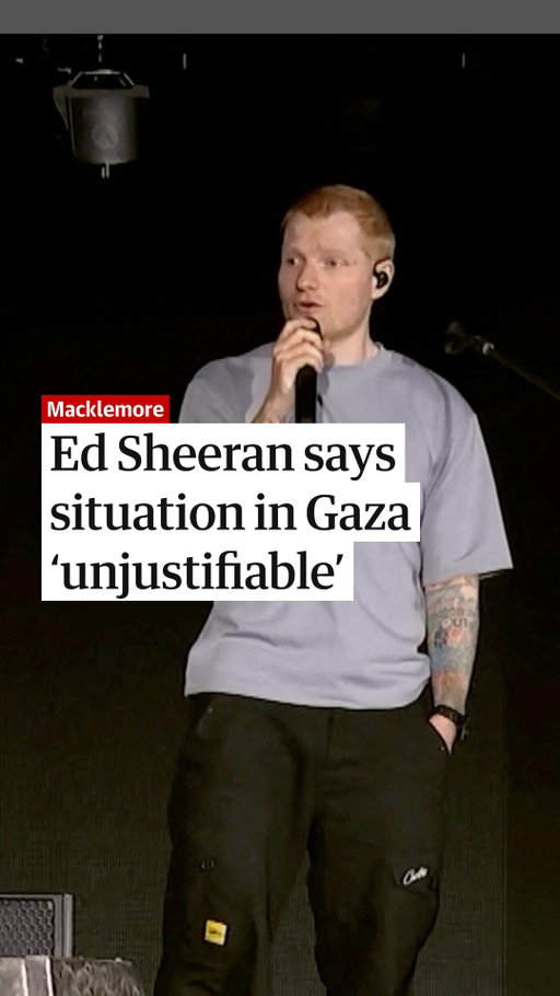 Ed Sheeran has opened a solo concert in Philadelphia with comments about Gaza, saying what’s happening is “catastrophic and unjustifiable”, in his first show since his tour was plunged into turmoil.

“My heart has been broken by the scale of devastation and loss of civilians’ lives, of children’s lives,” Sheeran said on Saturday, adding that he wanted his music and shows to be about unity and humanity, not politics.

Outside the stadium a small gathering of chanting protesters greeted concertgoers, waving Palestinian flags and chanting “free, free Palestine”.