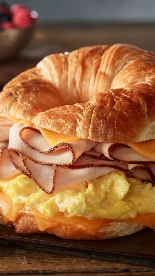 Some mornings are worth slowing down for.

Flaky, buttery croissants. Fluffy scrambled eggs. Bold PitCraft® Slow Smoked Turkey. American Cheese. Everything you need for a warm, melty breakfast sandwich that’s well worth waking up for.