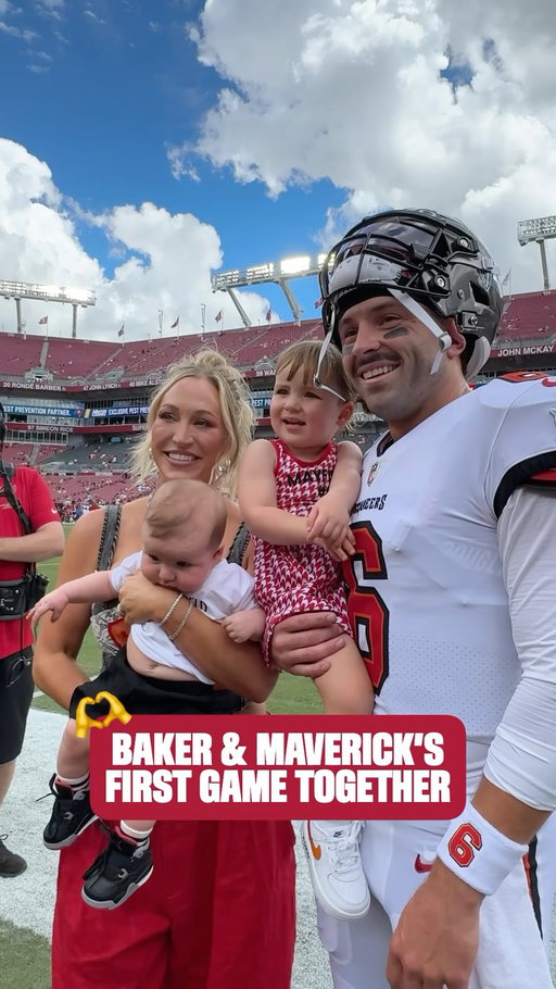 Gameday just got even better with Baby Maverick joining the Mayfields on the sideline ♥️

🔜 #CLEvsTB 1 p.m. ET on CBS