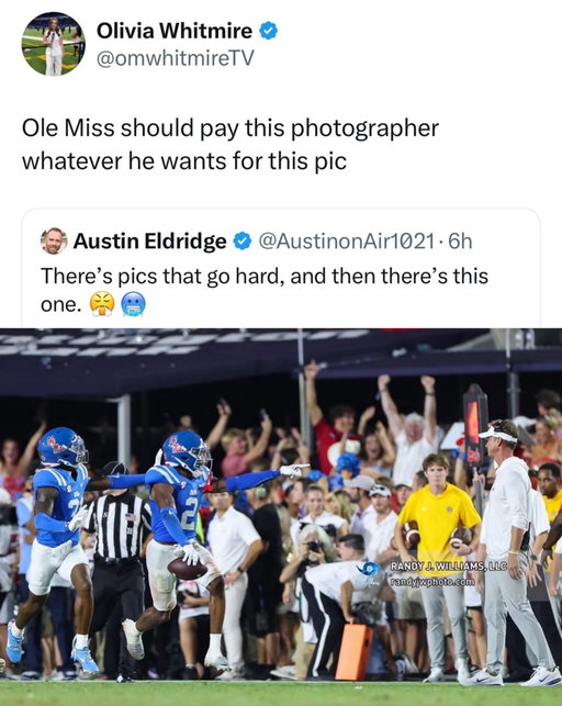 hang it in the louvre 😮‍💨

Ole Miss vs LSU lived up to every bit of the Magnolia Bowl hype, and it came with a revenge storyline attached. Trinidad Chambliss torched LSU for 363 yards and two touchdowns, helping the Rebels jump out to a 24-7 halftime lead, before Lane Kiffin’s new team clawed all the way back to tie it at 24 in the fourth quarter.

That’s when Ole Miss answered right back and closed it out 32-24, handing Kiffin a loss in his first SEC game as LSU’s head coach against the program he built for six years. A sold-out 70,033 fans in Oxford saw one of the most emotionally charged games of the season, and the Rebels made sure the revenge angle hit exactly how everybody expected.

Did Ole Miss just make the loudest statement of the season with that win?

(@iamrandyjw)