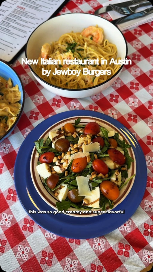 🍝 NEW Italian restaurant in Austin by Jewboy Burgers - @panciuto.atx, neighborhood Italian spot with big portions

[ what we tried ] 
〰️ focaccia square with MVP (marinara, vodka & pesto sauces on an alfredo base)
〰️ marry me chicken pasta
〰️ shrimp scampi
〰️ chicken parm alla vodka (vodka sauce, 2 BIG cutlets)

Save this for your next dinner out! 

📍 4413 Guadalupe St, Austin, TX

#AustinRestaurants | date night in austin | central austin | restaurants near UT Austin | austin influencer | austin texas