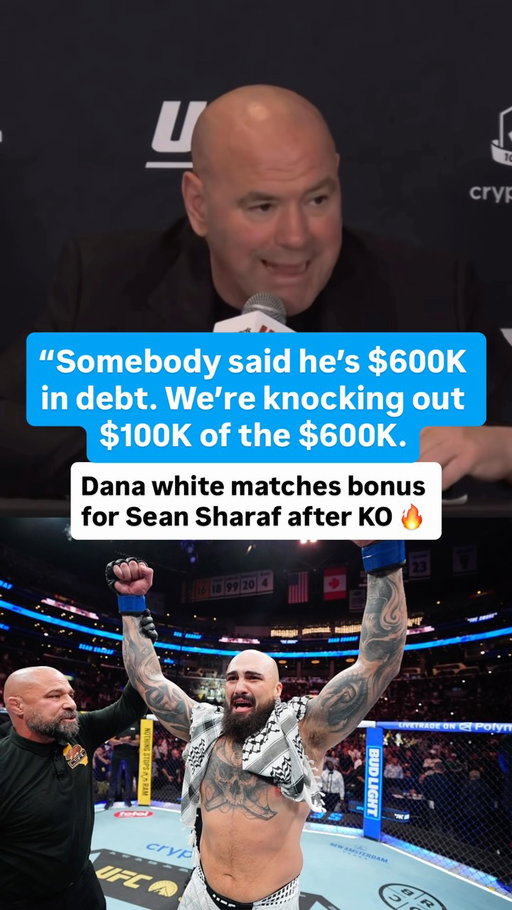 Dana White adds $50K to Sean Sharaf’s bonus 💰 

(via @ufc) 

#ufc #danawhite #seansharaf #mma #fight