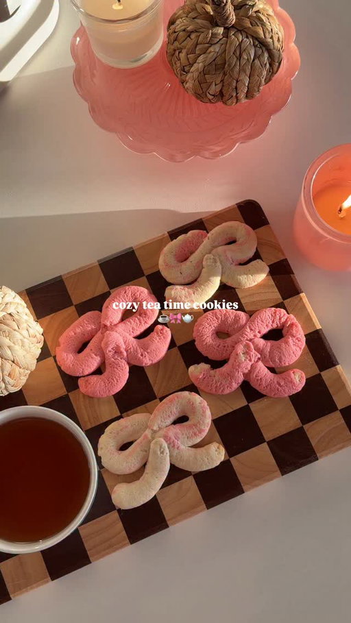 Cozy baking season is officially here 🎀🍪☕️ Making the sweetest little bow shortbread cookies for tea time with my STIR Bella Kitchen Stir Mixer from @bellakitchen! The perfect excuse to slow down and bake something cute 🤍#bellapartner 
.
.
.
#baking #bakingcookies #cookies #coquettecore