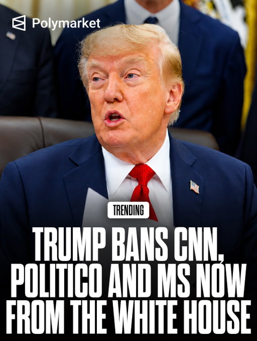 The Trump administration denied CNN, MS NOW and POLITICO journalists access to the White House on Saturday, one day after President Donald Trump announced a ban on the outlets over what he called repeated “fake news” coverage.

Reporters had press passes confiscated, while the White House Correspondents’ Association called the move a First Amendment violation and urged the administration to restore access.

Traders predict a 12% chance Trump will ban more news outlets from the White House this month.