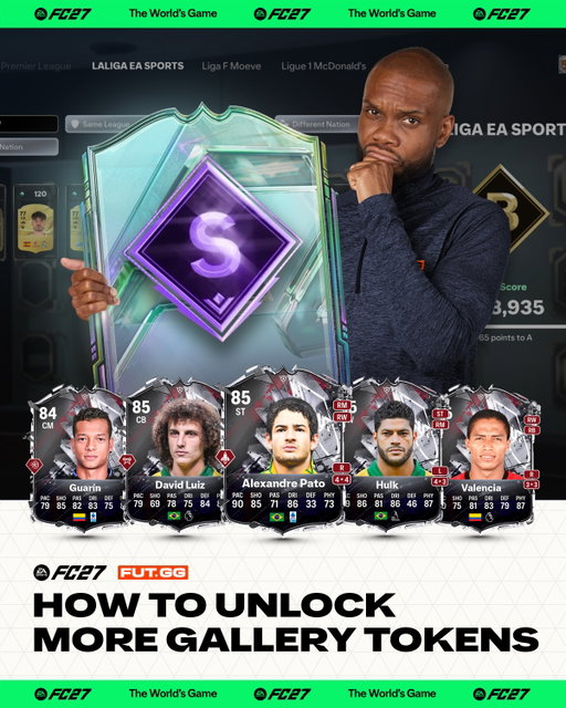 This is how to unlock FUT Gallery tokens for just a tax loss:

🔸Buy the card on the market
🔸List them for the same price
🔸Go to the Gallery and insert the squad
🔸NO FIRST OWNER CARDS NEEDED

Comment JFT to make millions of coins in FC 27 💰