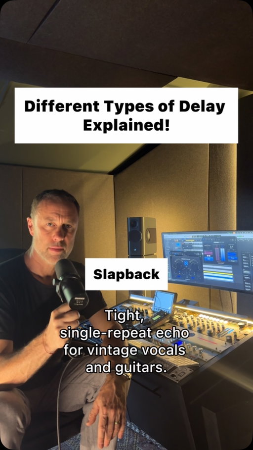 Follow @streaky_com for more daily mixing and mastering tips!

Different Types of Delays Explained:

Slapback: Tight, single-repeat echo for vintage vocals and guitars.

Ping Pong: Rhythmic stereo delay that bounces between speakers.

Tape: Warm, saturated tape echo with vintage wobble.

Reverse: Backwards echoes that swell into each note.

Dub: Dark, long-feedback delay for reggae-style throws.