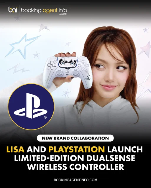 LISA (@lalalalisa_m) expands her partnership with PlayStation (@playstation) with a new DualSense wireless controller – LISA Limited Edition and accompanying merchandise collection designed with the artist.

The reveal spot puts the controller front and center, moving through close-ups of LISA’s eyes, signature “LL” branding and other personal design details before showing her holding the finished DualSense. The Chroma Pearl controller also features her signature stars and will launch alongside a wider collection of apparel and accessories.

The collaboration builds on LISA’s first global PlayStation campaign in 2025 and adds to a recent brand portfolio that includes a long-term partnership with Nike, a NikeSKIMS campaign and her role as global ambassador for SHISEIDO and Louis Vuitton.

PlayStation has previously built celebrity-led collaborations with figures including LeBron James, Travis Scott, and The Kid Laroi.

The limited-edition release arrives during a monumental 2026 stretch for the multi-hyphenate icon. Following her high-profile performance in HBO's The White Lotus, and her surprise appearance at Coachella, LISA continues to push global boundaries across music, screen, and pop culture.

Create a free account at BookingAgentInfo.com to be the first to know about new entertainment brand partnerships.

Follow @bookingagentinfo_ for more.