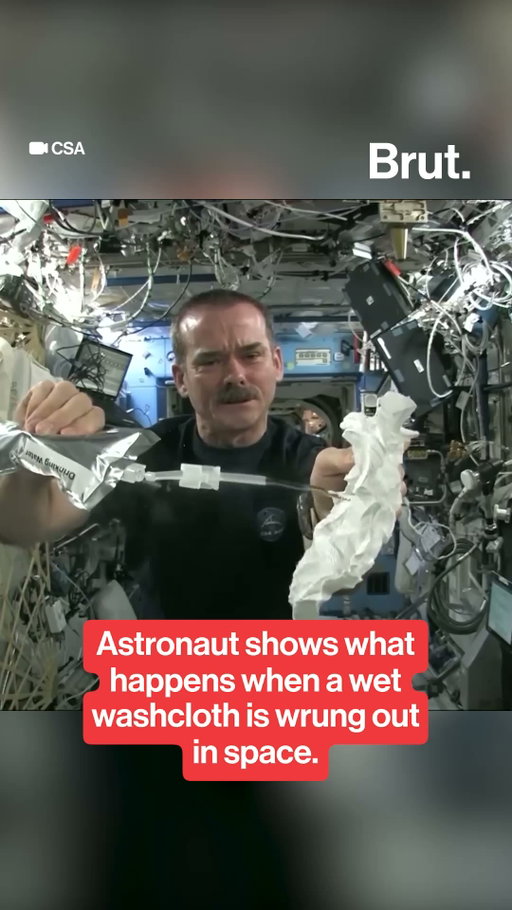 In 2013, Canadian astronaut Chris Hadfield demonstrated the behavior of water at zero gravity by wringing out a wet washcloth in space. #Space #Science #OuterSpace #Astronaut #Gravity