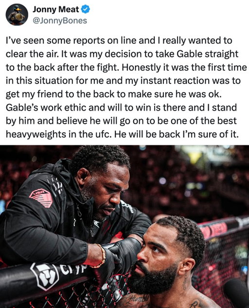 Jon Jones says it was his decision to remove Gable Steveson from the Octagon before Sean Sharaf’s hand was raised.

Steveson lost by KO 12 seconds into the first round at #UFC331.

(via @ufc)