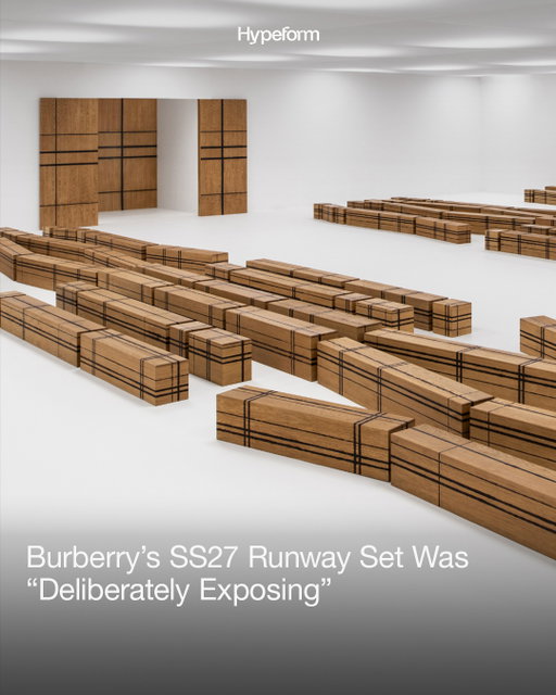 Yesterday, on the grounds of the Chelsea College of Art in London, Burberry's SS27 show took place. ⁠
⁠
Inside, guests perched on rows of irregularly organised wooden stools and benches, which had each been carved and marked to feature the brand's check. ⁠
⁠
The warmth of the wood stood out against the stark white backdrop, which also featured a heavy wooden door, through which the models entered the catwalk. ⁠
⁠
"The set design is deliberately exposing," the brand said. "Against this restraint, these clothes read as human rather than perfect – soulful and⁠
tactile." ⁠
⁠
The return to Chelsea College of Arts reignites a relationship between Burberry and the University of the Arts London outpost – the brand has previously hosted three shows at the central London location, the⁠
first being Womenswear SS 2010, which was Burberry’s London Fashion Week homecoming after several seasons showing in Milan. ⁠
⁠
But in fact, the bond between the two goes back much further, with Thomas Burberry’s granddaughter having attended Chelsea College of Arts as a student, where she learned commercial window dressing.⁠
⁠
Beyond the show, their partnership will continue throughout the academic year, with initiatives and support for students. ⁠
⁠
Swipe to take a look around.