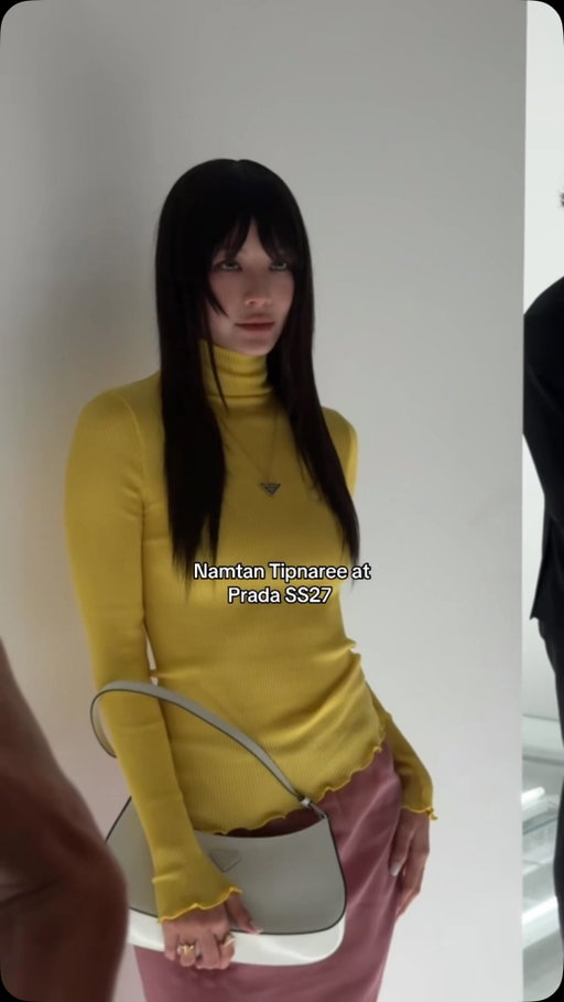 @namtan.tipnaree arrives at the @prada SS27 show in Milan. 

Video: Hypebae