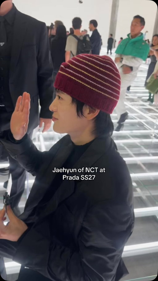@_jeongjaehyun of @nct127 at the @Prada SS27 show in Milan today 🤭.

Video: Hypebae
