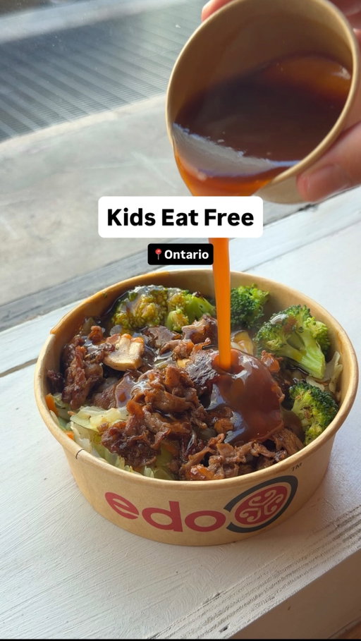 Hey parents, here’s a little Monday night dinner secret 👀

Every Monday, kids eat FREE at participating @edojapanofficial locations across Ontario with the purchase of a regular meal of $12+.

It’s an easy option for busy weeknights with fresh protein and veggies cooked to order, plenty of options for the whole family and one less dinner to worry about 😉

The Kids Eat Free offer is available every Monday until November 9 and is dine-in only.

Save this one for your next Monday night dinner!

#EdoJapanPartner #kidseatfree #ontariorestaurants