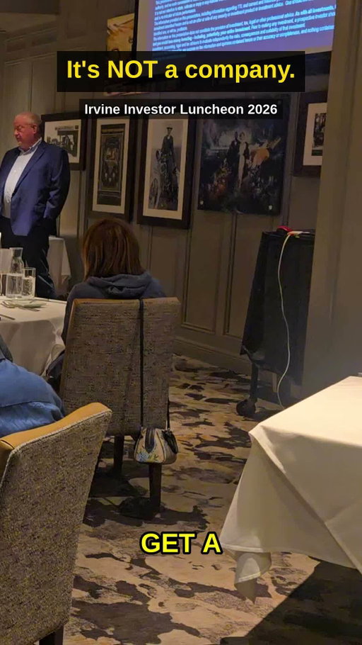 What is Ticker Tape Investments?  Hint: it's not a company.  Follow us for more.  This is an excerpt from our investor luncheon in Irvine, California.  We do events all over the country.  Our next one is in Tyson's Corner, Virginia in October.  Click the link in our bio to find out how to attend.